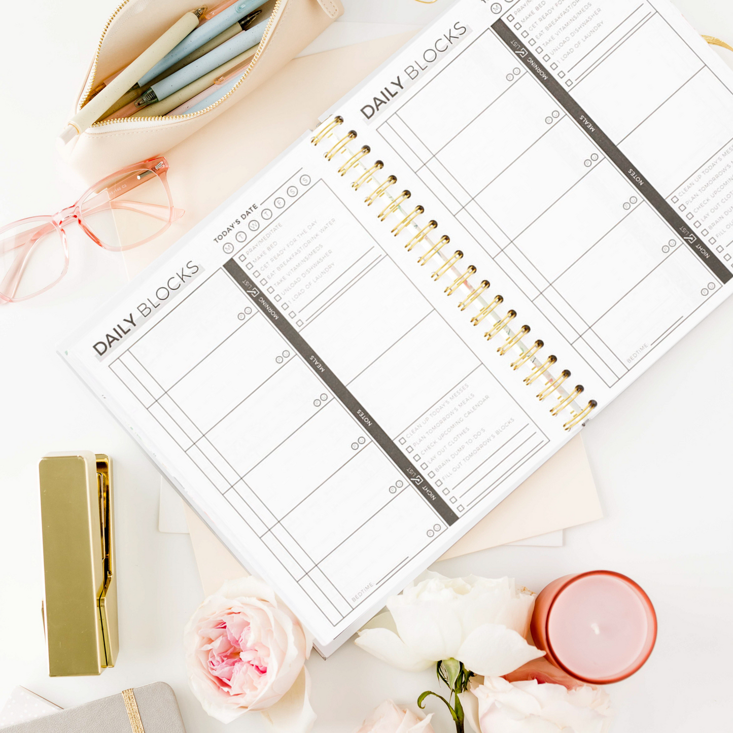 Block Schedule™ Planner | Hard Cover | Pink Dash (3-Month)