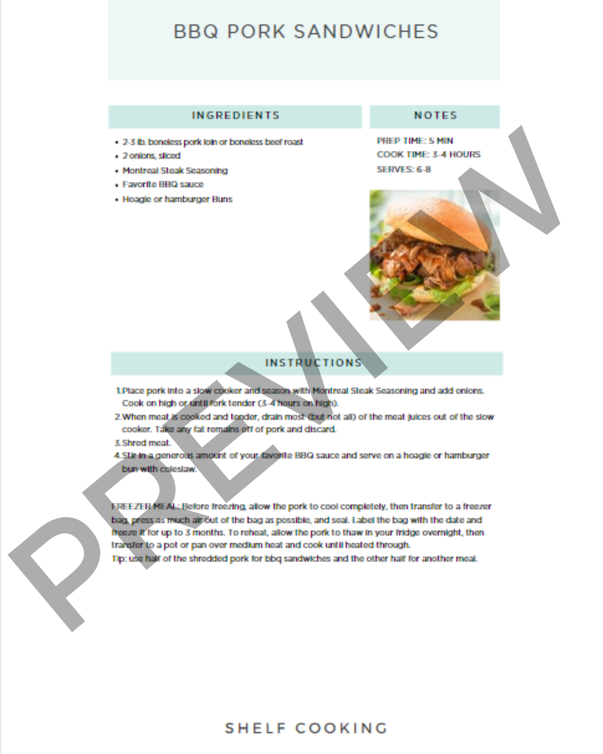 Freezer Friendly Meals | Digital Recipe ebook